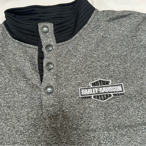 Harley-Davidson Charcoal and Black Button-Up Athletic Sweatshirt - Picture 2 of 5